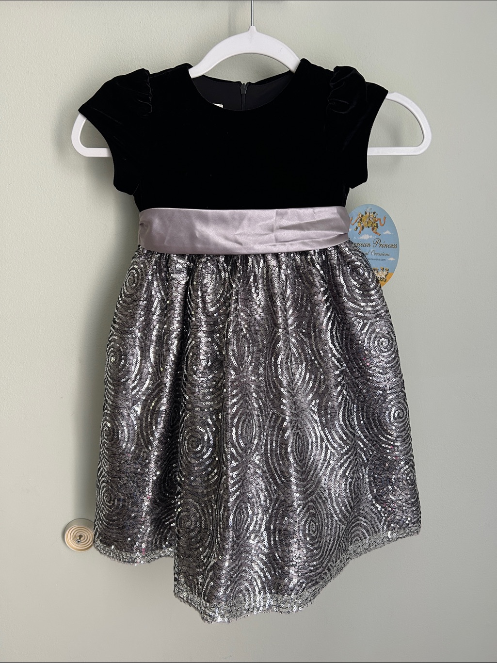 American Princess Black And Silver Velvet Sequin Party Dress